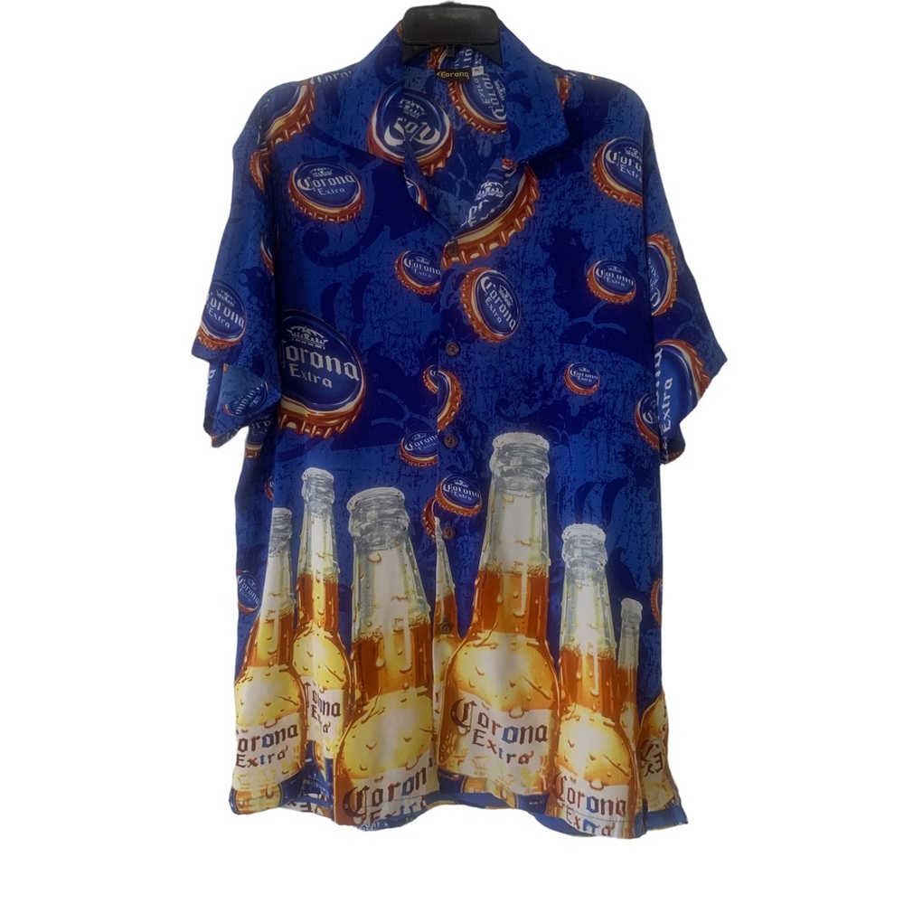 Corona Cervesa Tropical Hawaiian Men's XL 100% Rayon Short Sleeve Shirt